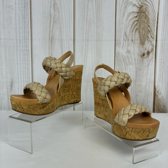 Alter’d State Wedge Sandals Braided Straps Comfort Platform Shoes Tan Size 7.5 - Picture 4 of 16